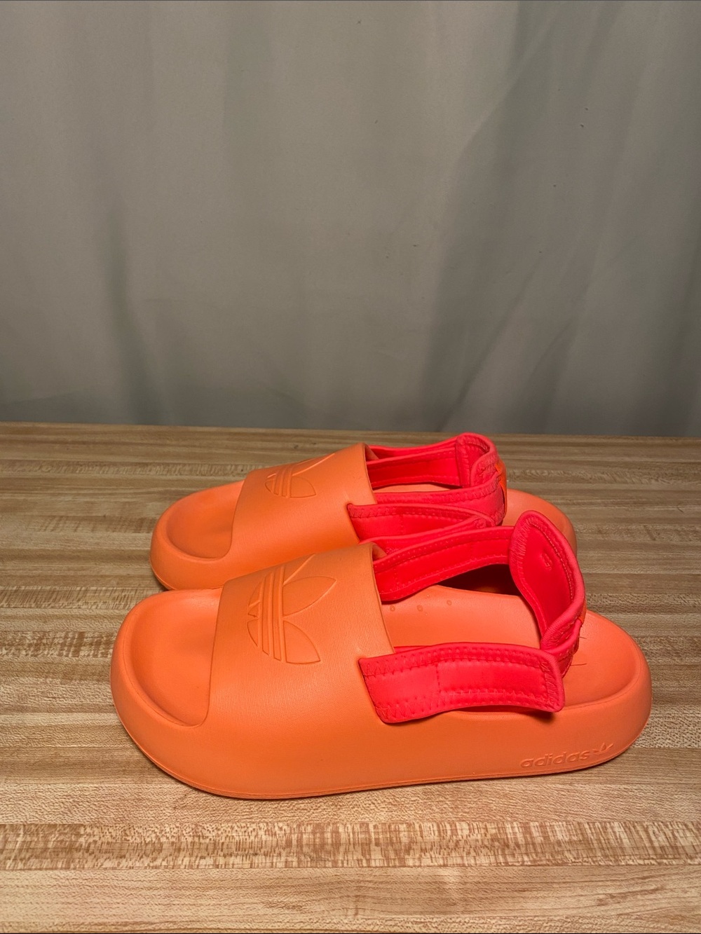 Adidas Adilette Orange Slip-On Sandals with Adjustable Strap Size 5